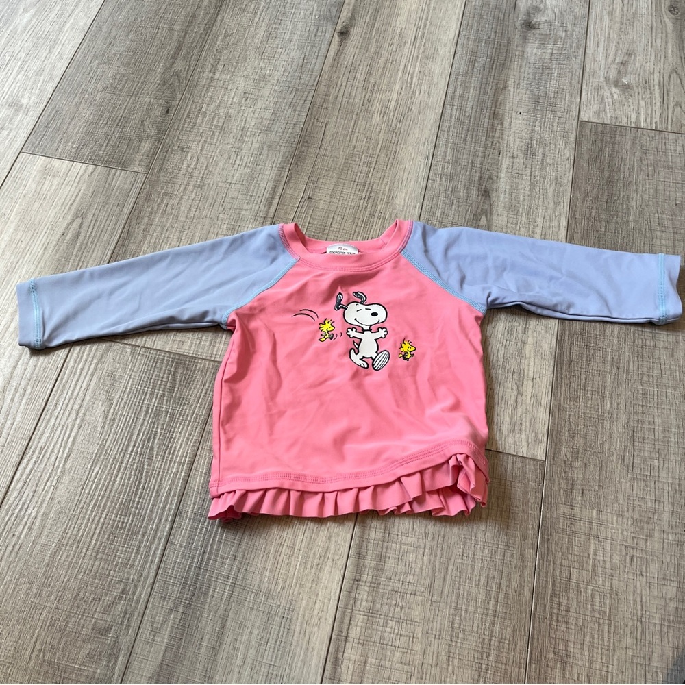Hanna Andersson Toddler Snoopy Rashguard Swim Top - Pink & Blue Size 70 cm beach